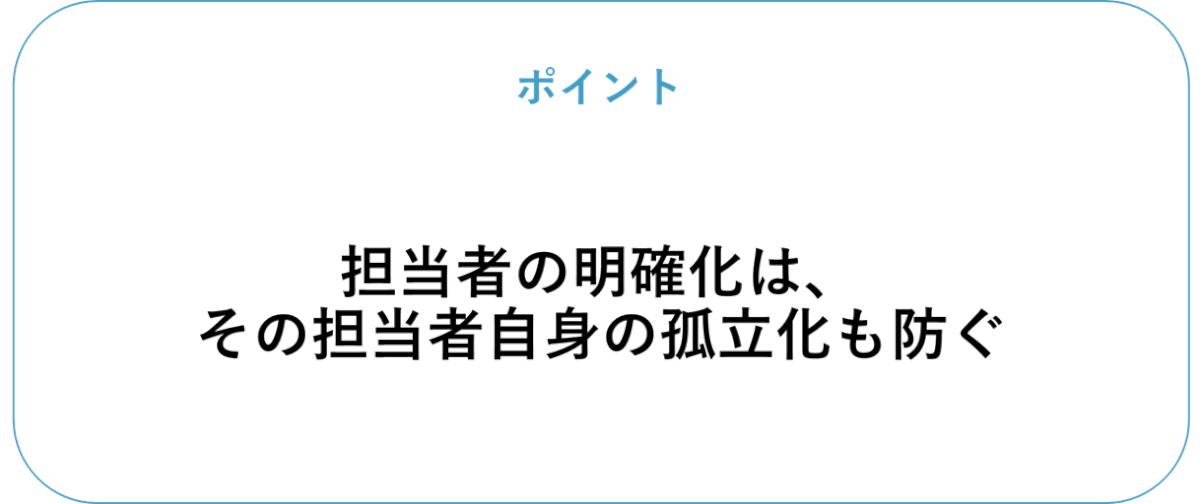 日本語研修の導入担当者の明確化は、その担当者自身の孤立化も防ぐ